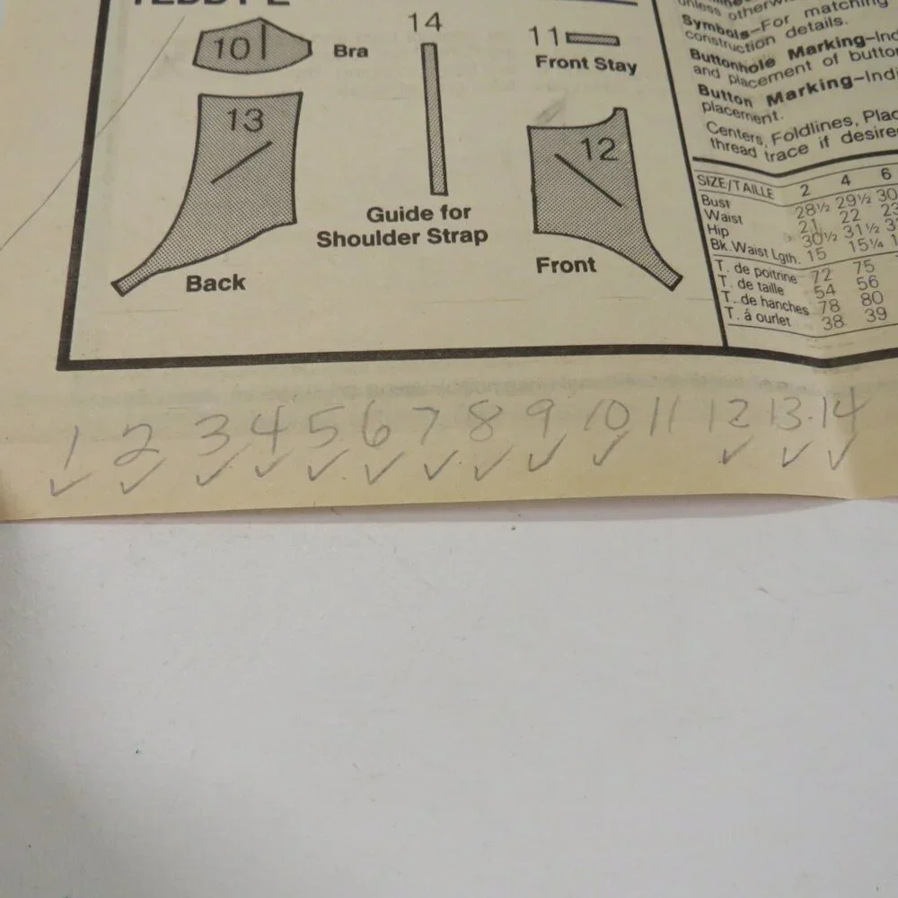 Vogue 9765  Sewing Pattern Undergarments Slip, Teddy, Camisole, Slip, Panties